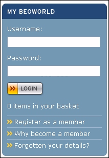 Beoworld Login Area